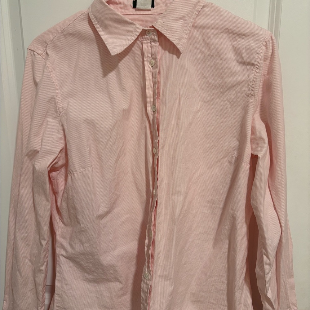 J. Crew 100% Cotton Pink Striped Button-Up Shirt